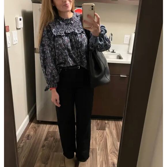 EUC Sea New York TILLY Floral Smocked Blouse, Large - Picture 4 of 10